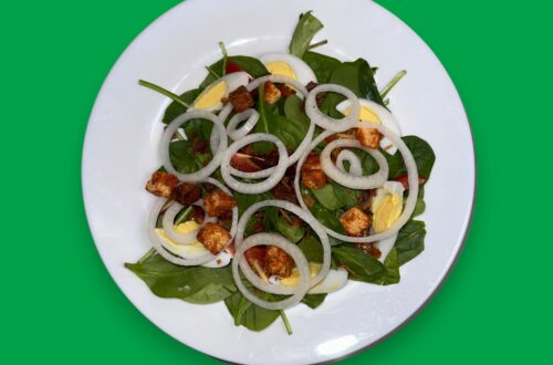 Spinach salad with Green Background